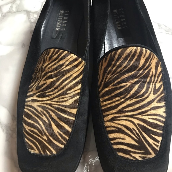 Stuart Weitzman Suede Loafers w/ Tiger Print - Picture 1 of 4